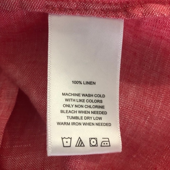 FoxCroft apricot pink linen button front shirt, size medium - Picture 6 of 7